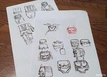 Not shown - my sketches for a Karate Kid knockoff Minimate. Workbench Shot from 3/22/11